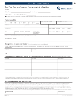 Tax Free Savings Account Investment Application