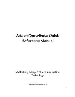 Adobe Contribute Quick Reference Manual