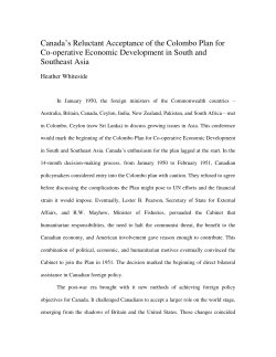 Canada`s Reluctant Acceptance of the Colombo Plan for Co