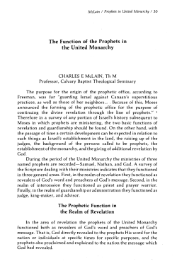 "The Function of the Prophets in the United Monarchy," Calvary