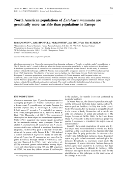 North American populations of Entoleuca mammata are genetically
