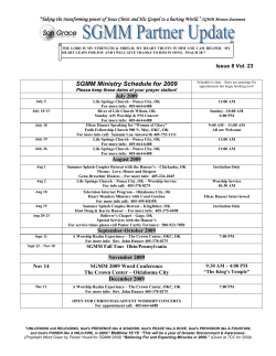 SGMM Ministry Schedule For 2009 - Son Grace