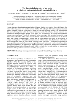 The limnological character of bog pools in relation to