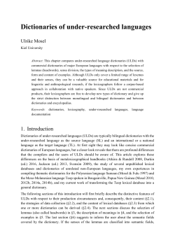 Dictionaries of under-researched languages