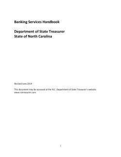 Banking Services Handbook - North Carolina State Treasurer