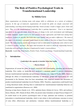 The Role of Positive Psychological Traits in