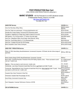 POST-PRODUCTION Rate Card