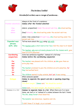 The Writers Toolkit Wonderful writers use a range of sentences