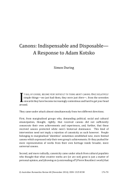 Canons: Indispensable and Disposable