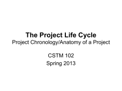 Anatomy of a Project Project Chronology