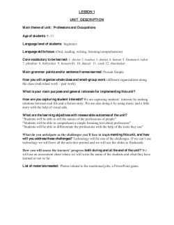 LESSON 1 UNIT DESCRIPTION Main theme of unit