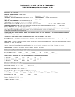Bachelor of Arts with a Major in Biochemistry 2010