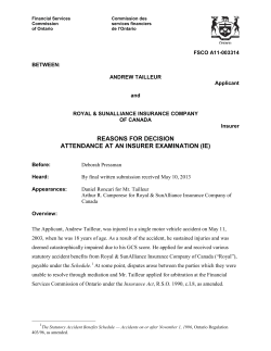 reasons for decision attendance at an insurer examination