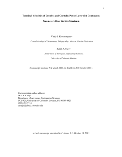 1 Terminal Velocities of Droplets and Crystals: Power Laws with
