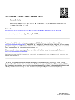 Multilateralizing Trade and Payments in Postwar Europe Thomas H