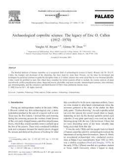 Archaeological coprolite science: The legacy of Eric O. Callen (1912