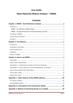 User Guide Elkem Materials Mixture Analyser – EMMA Contents