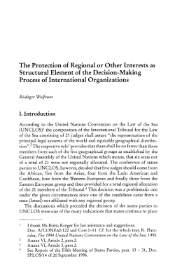The Protection of Regional or Other Interests as Structural Element