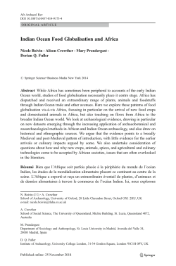 Indian Ocean Food Globalisation and Africa
