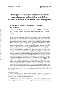 Hemisphere specialisation and inter-hemispheric