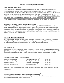 Student Activities Update for 11-22-15