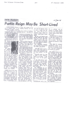 Partin Reign May Be Short