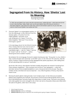 CommonLit | Segregated From Its History, How `Ghetto` Lost Its