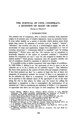 Hefley, Peter G --- "The Survival of Civil Conspiracy: A Question of