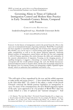 Governing Aliens in Times of Upheaval: Immigration Control and