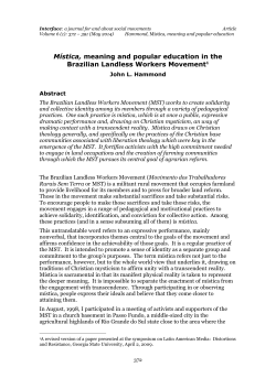 M&iacute;stica, meaning and popular education in the Brazilian Landless