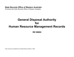 General Disposal Authority for Human Resource Management