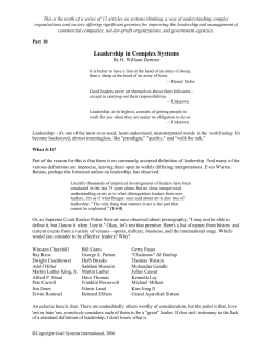 Leadership in Complex Systems