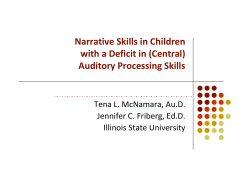 Narrative Skills in Children with a Deficit in (Central