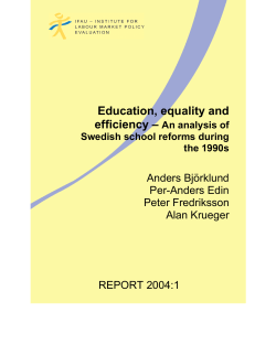 Education, equality and efficiency &ndash; An analysis of