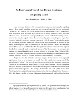 An Experimental Test of Equilibrium Dominance in