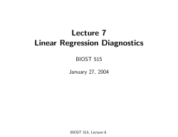 Lecture 7 Linear Regression Diagnostics