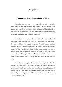 Chapter- II Humanism: Truly Human Point of View