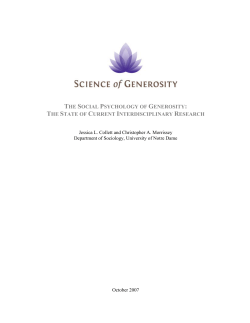 The Social Psychology of Generosity