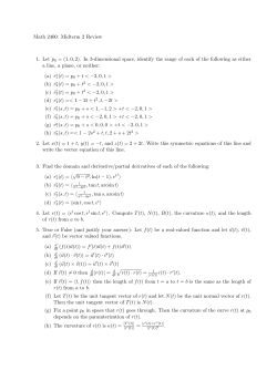 Math 2400: Midterm 2 Review 1. Let p0 = (1,0,2). In 3