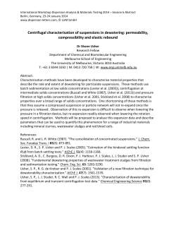 Centrifugal characterisation of suspensions in dewatering