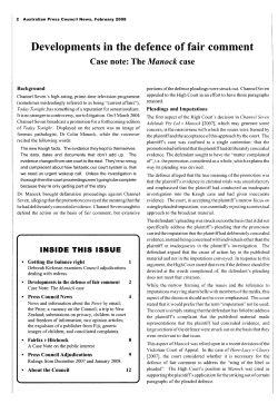 Developments in the defence of fair comment