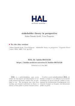 stakeholder theory in perspective - Hal-SHS