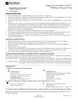 Large Case Variable Life Plus&reg; Withdrawal Request