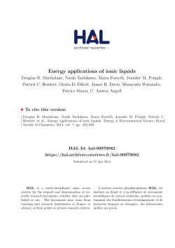Energy applications of ionic liquids
