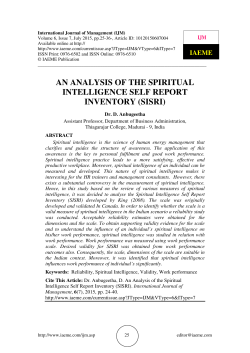 an analysis of the spiritual intelligence self report inventory