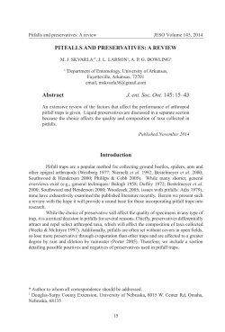 PITFALLS AND PRESERVATIVES - Entomological Society of Ontario