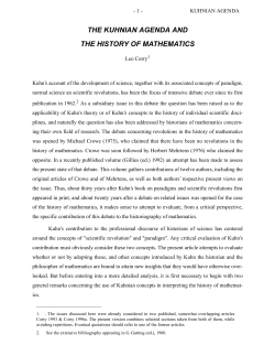THE KUHNIAN AGENDA AND THE HISTORY OF MATHEMATICS