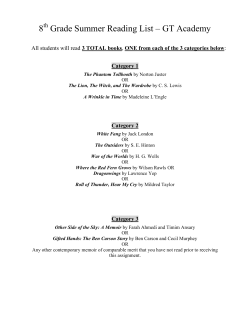 8th Grade Summer Reading List