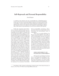 Self–Reproach and Personal Responsibility