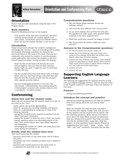 Orientation and Conferencing Plan Stage 6